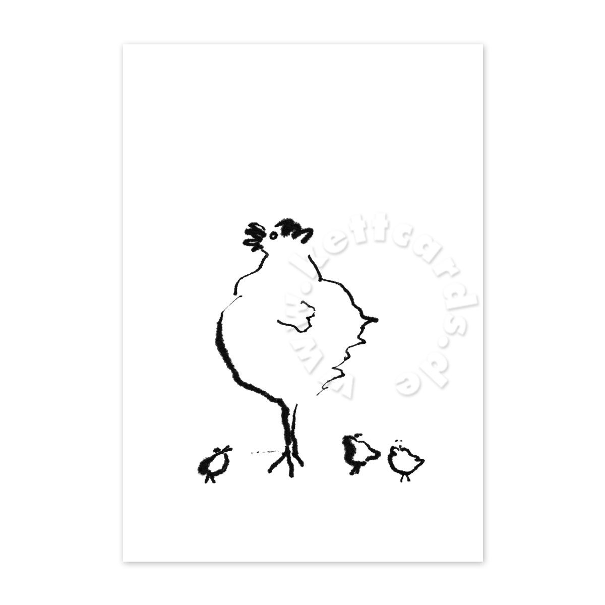 Osterkarten: Huhn mit Küken