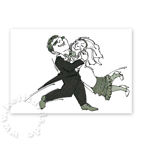Braut und Bräutigam beim Tanzen, individuelle Hochzeitskarten
