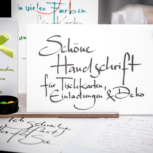 Schöne Handschrift für Tischkarten, Einladungen & Deko, Werbung auf einer Hochzeitsmesse, Kalligrafie