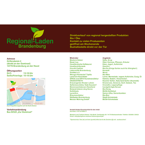 Webvisitenkarte für Regional-Laden Brandenburg