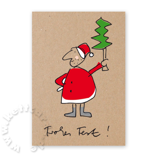 Frohes Fest!, sympathische Weihnachtskarten auf braunem Recyclingkarton