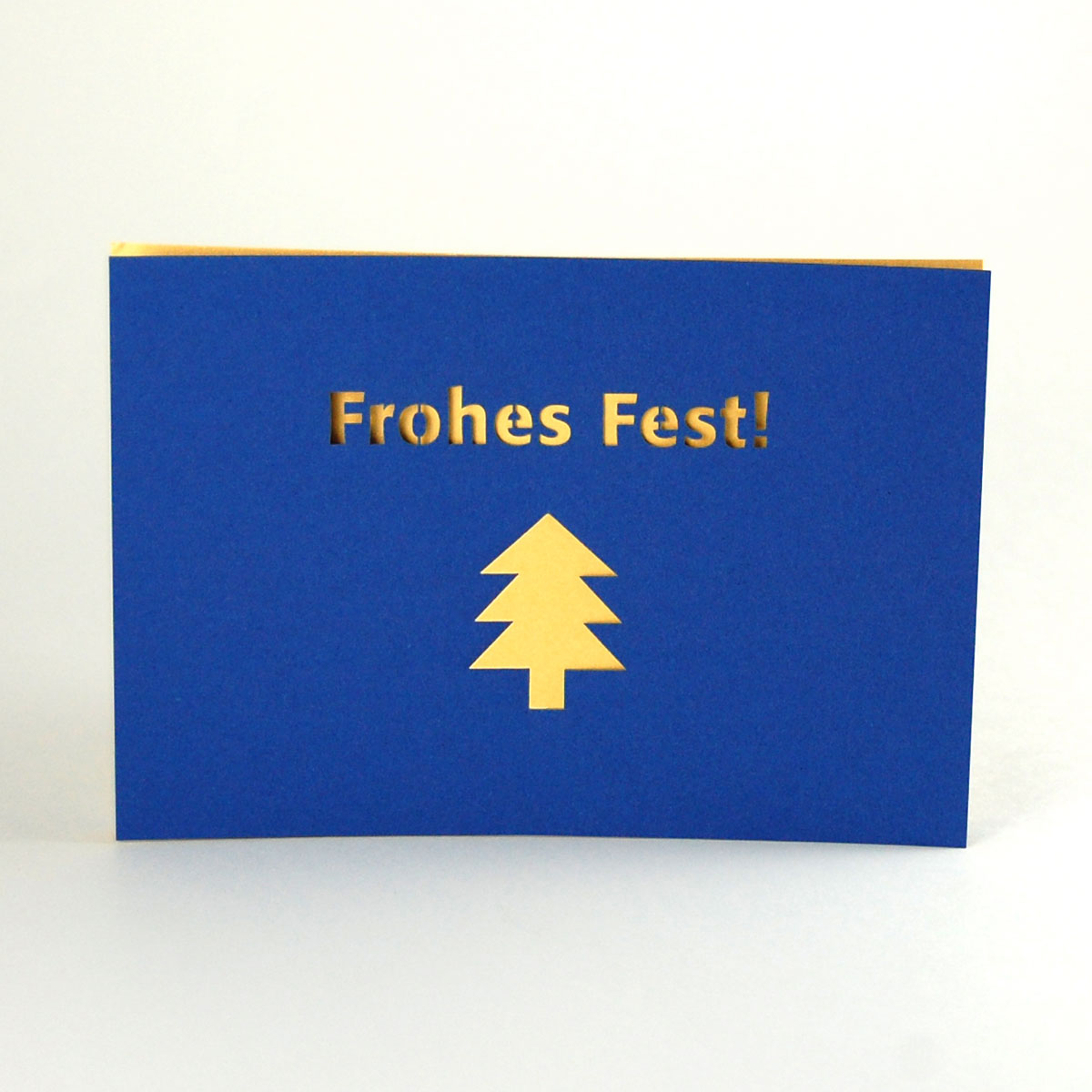 Frohes Fest! raffinierte Weihnachtspostkarte mit Laserstanzung