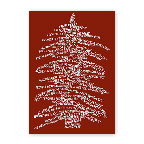 FROHES FEST (kalligrafischer Baum), Weihnachtskarten