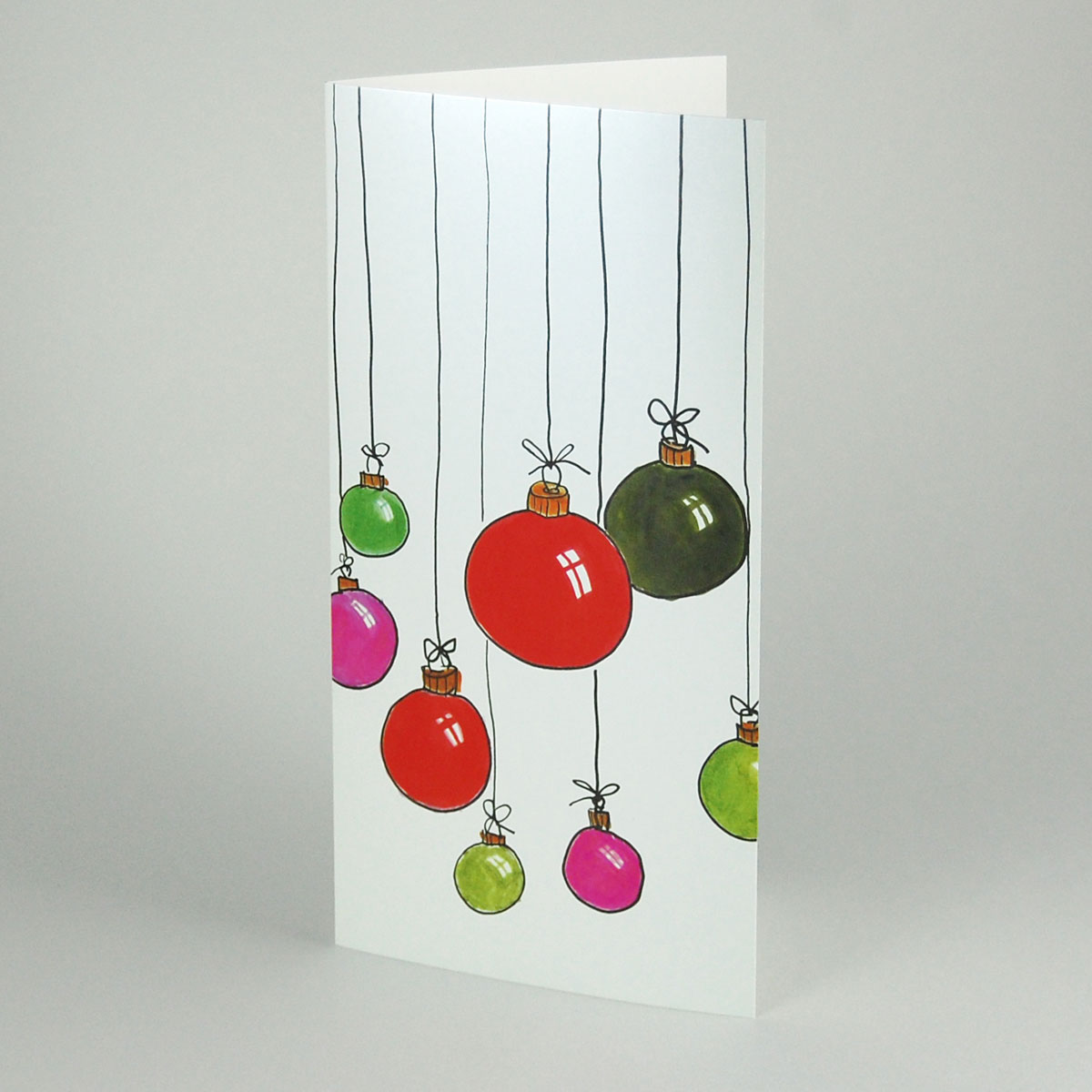edle Firmen-Weihnachtskarten mit Christbaumkugeln