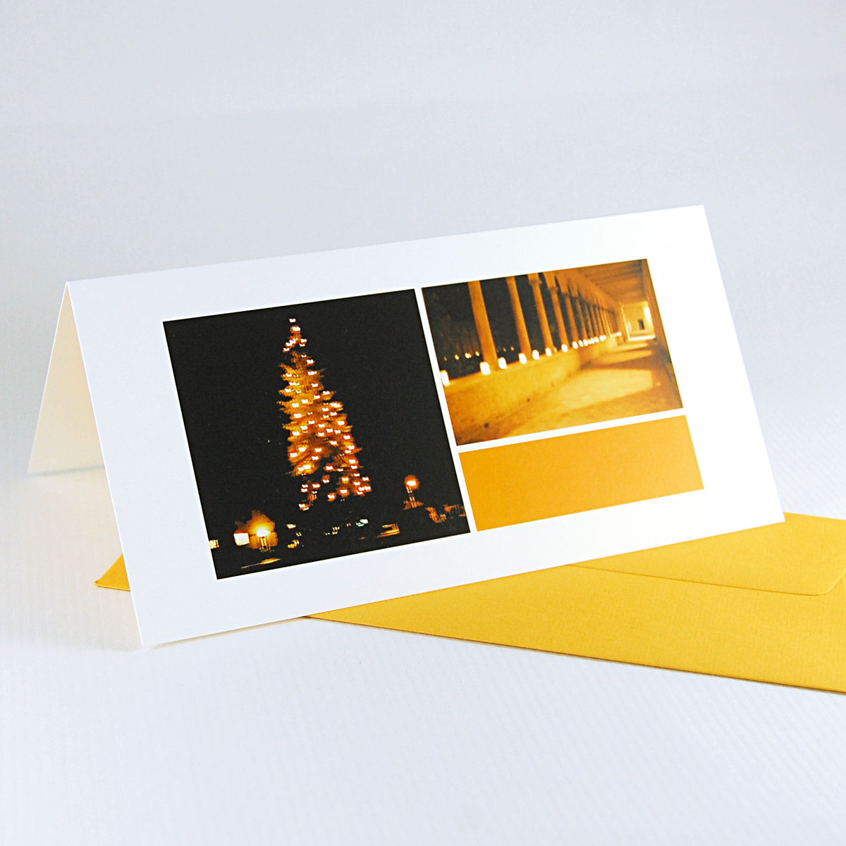 stimmungsvolle Weihnachtskarten mit unscharfen Fotos