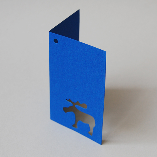 blaue Design-Geschenkanhänger mit gestanztem Elch