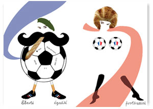 Frankreich, nationale Fußball-Postkarten