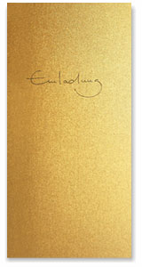 exclusive, goldene Glückwunschkarten mit dem kalligrafischen Schriftzug Einladung