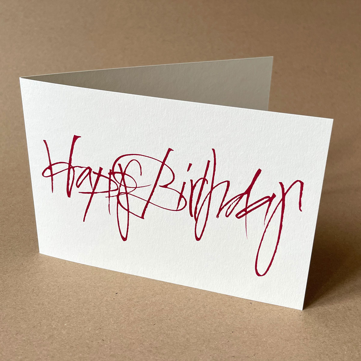 Happy Birthday, edle Recycling-Glückwunschkarten mit roter Kalligrafie