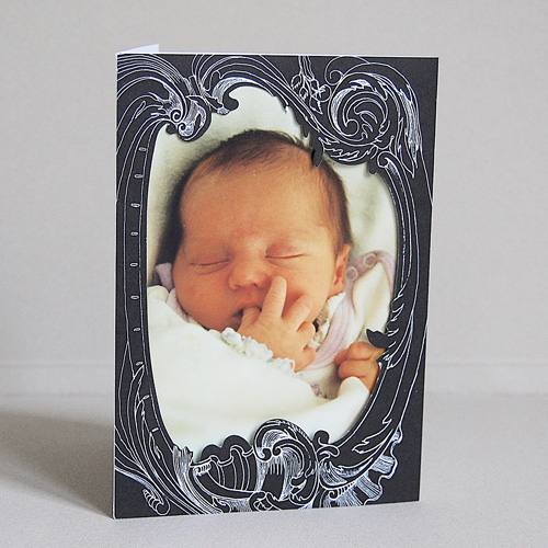 Geburtsanzeigen: Passepartoutkarten mit eingelegtem Babyfoto