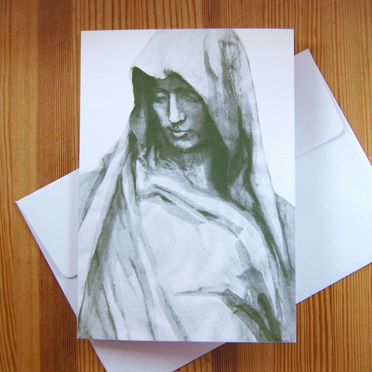 trauernde Maria, Recycling-Trauerkarten mit weißen Recyclingumschlägen