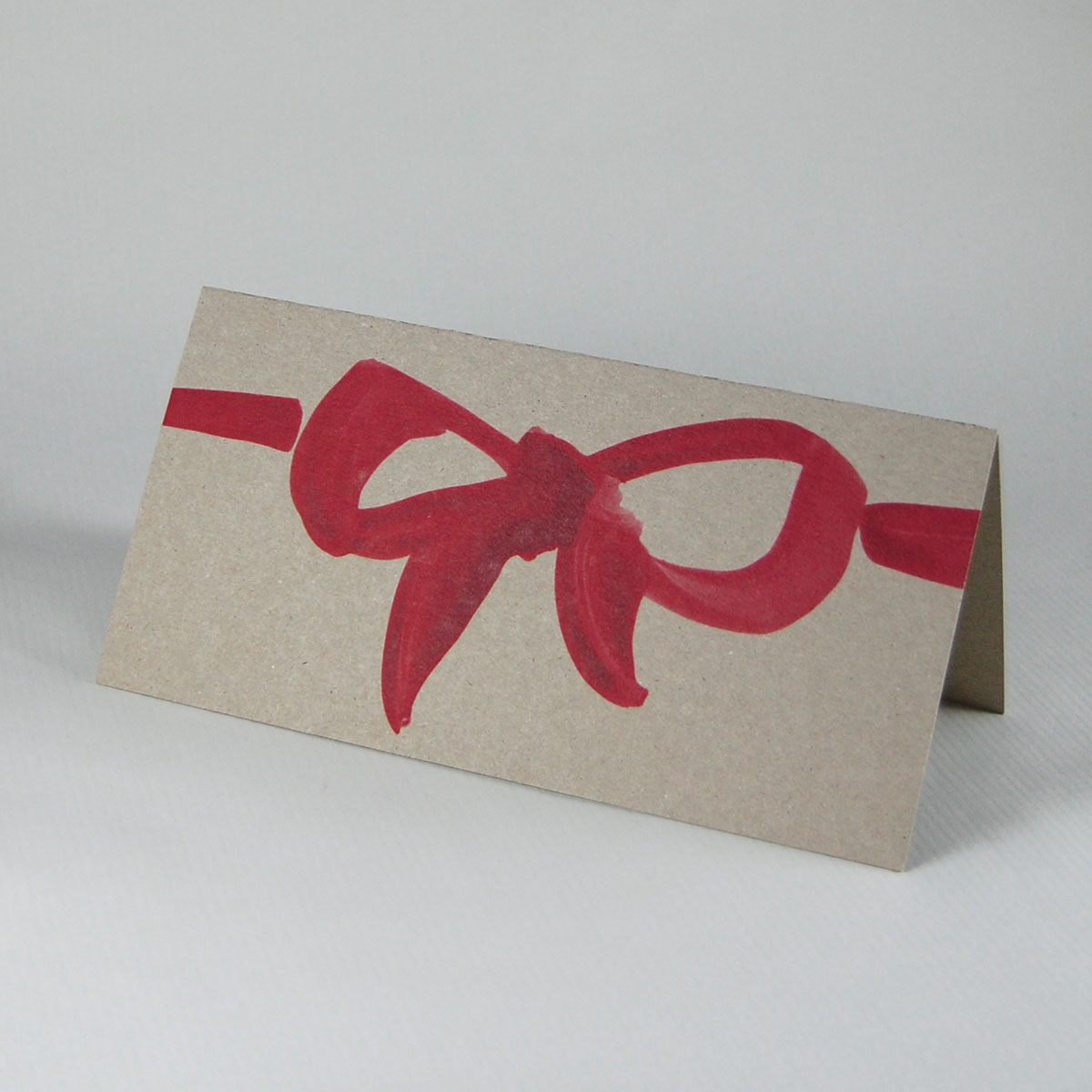 rote Schleife, Recycling-Grußkarten auf Graupappe, für Glückwünsche, Geschenke und Überraschungen