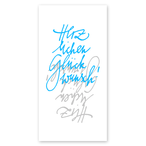 Herzlichen Glückwunsch! kalligrafierte Glückwünschkarten in Firmenfarben