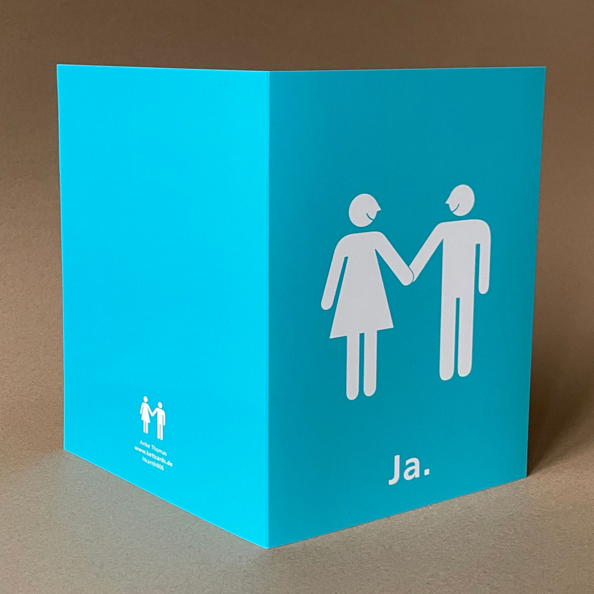 modernes Brautpaar, türkise Hochzeitskarten DIN A5