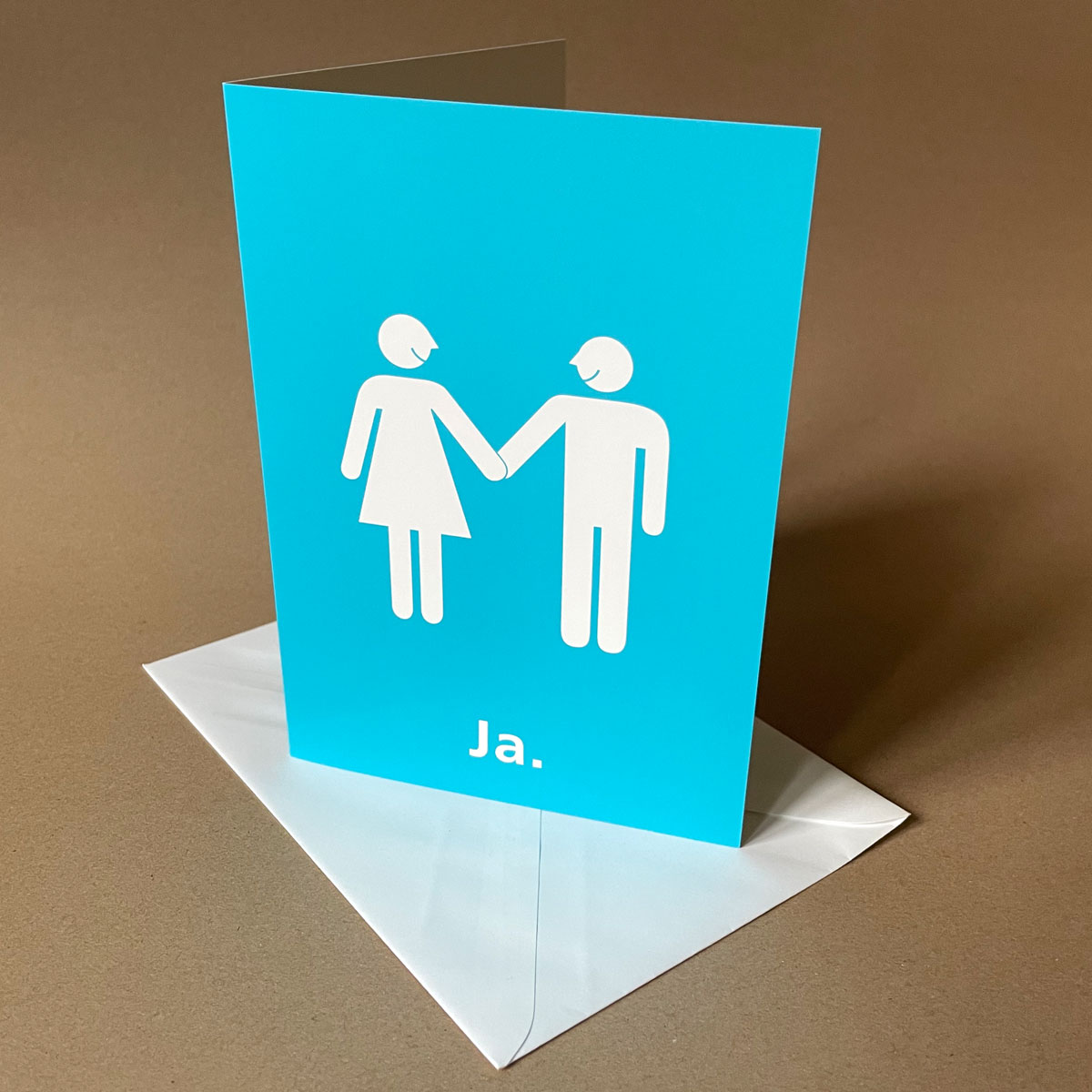 modernes Brautpaar, türkise Hochzeitskarten DIN A5