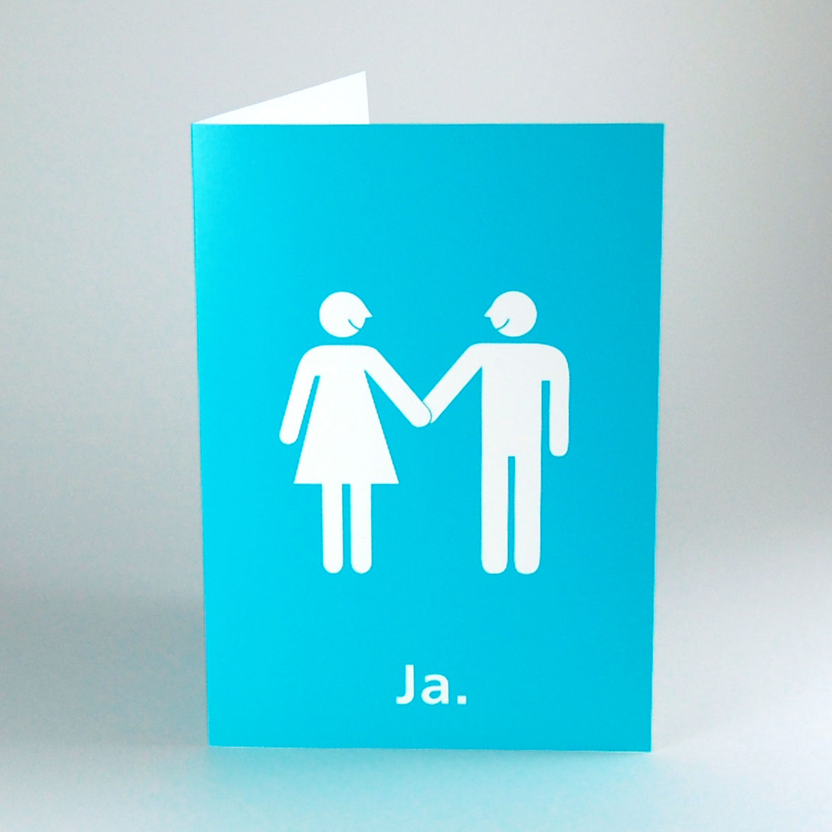 modernes Brautpaar, türkise Hochzeitskarten DIN A5