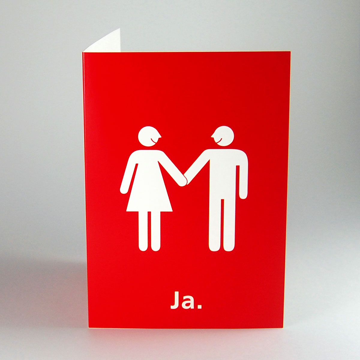 modernes Brautpaar, knallrote Hochzeitskarten in DIN A5