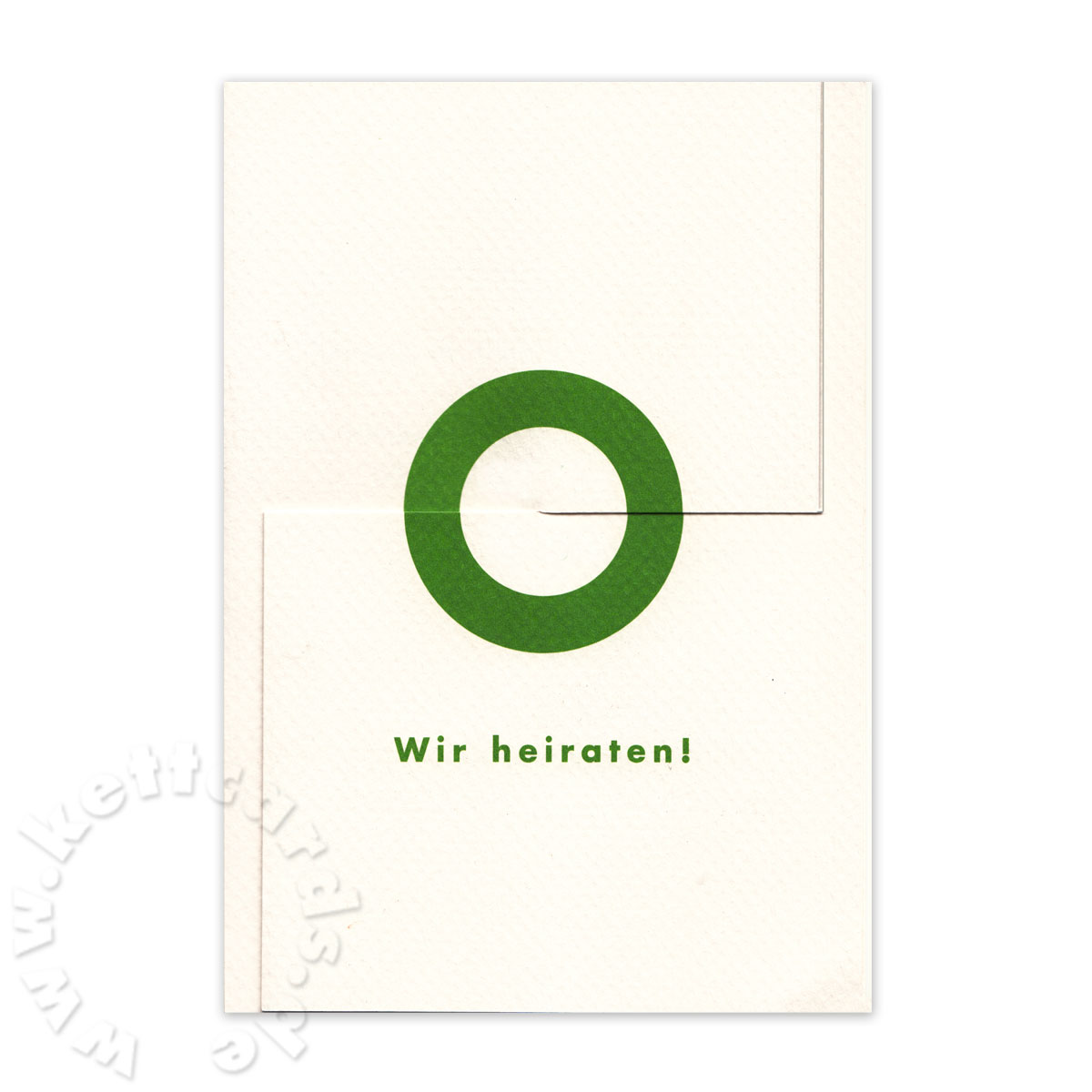 grüne Design-Hochzeitskarten mit den Zeichen für Mann und Frau