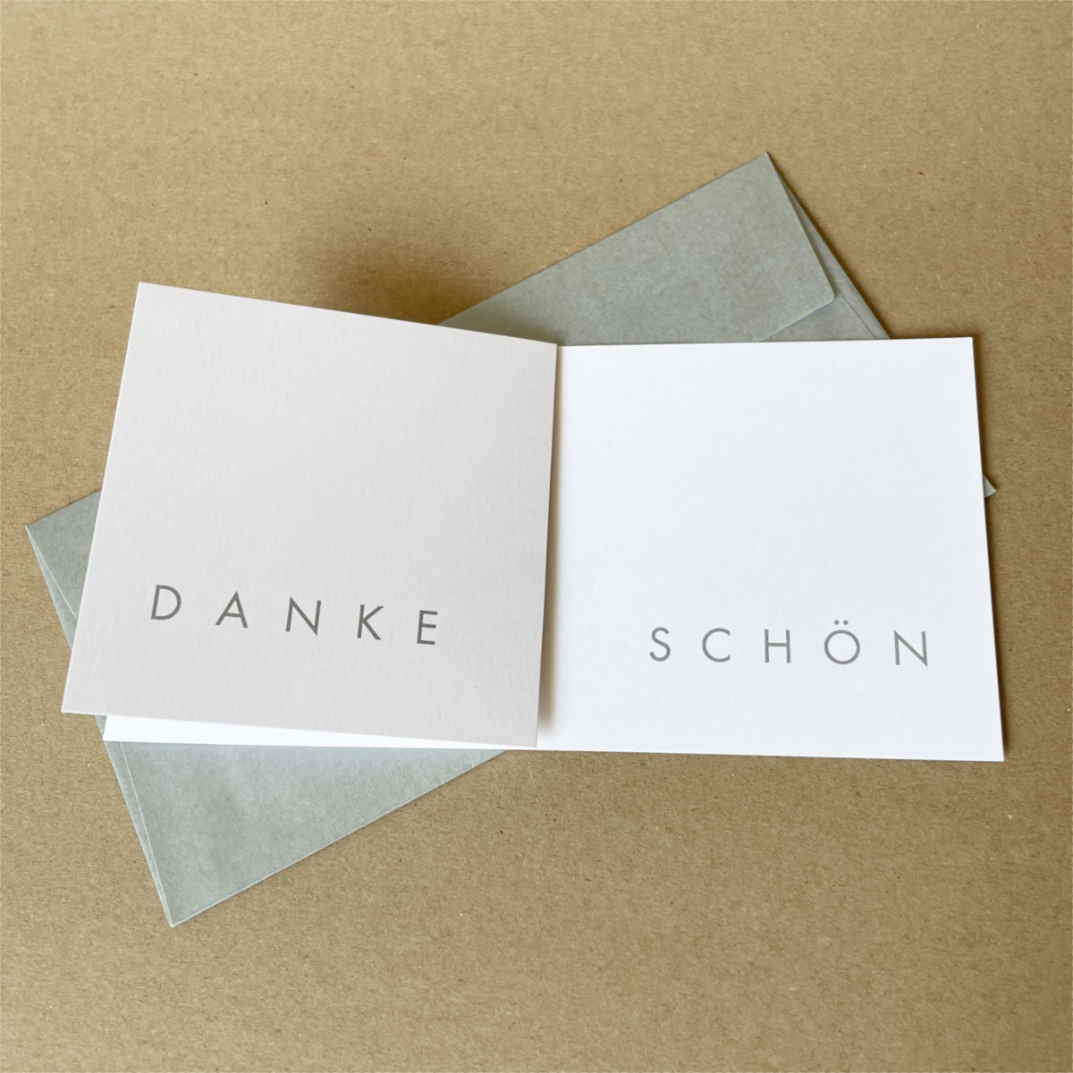 Design-Karten mit silbernen Umschlägen: DANKE SCHÖN (silberner Druck)