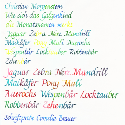 Christian Morgenstern: Wie sich das Galgenkind die Monatsnamen merkt, Kalligrafie eines Gedichtes