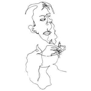 Porträt einer Frau mit Zigarette, Blindzeichnungen bei Veranstaltungen