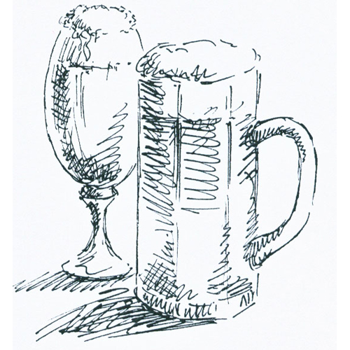 Bierglas und Pilsglas, Vignette für eine Getränkekarte