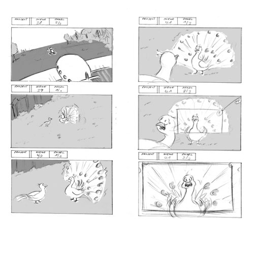 Storyboard-Auszug zu einem geplanten Animationsfilm