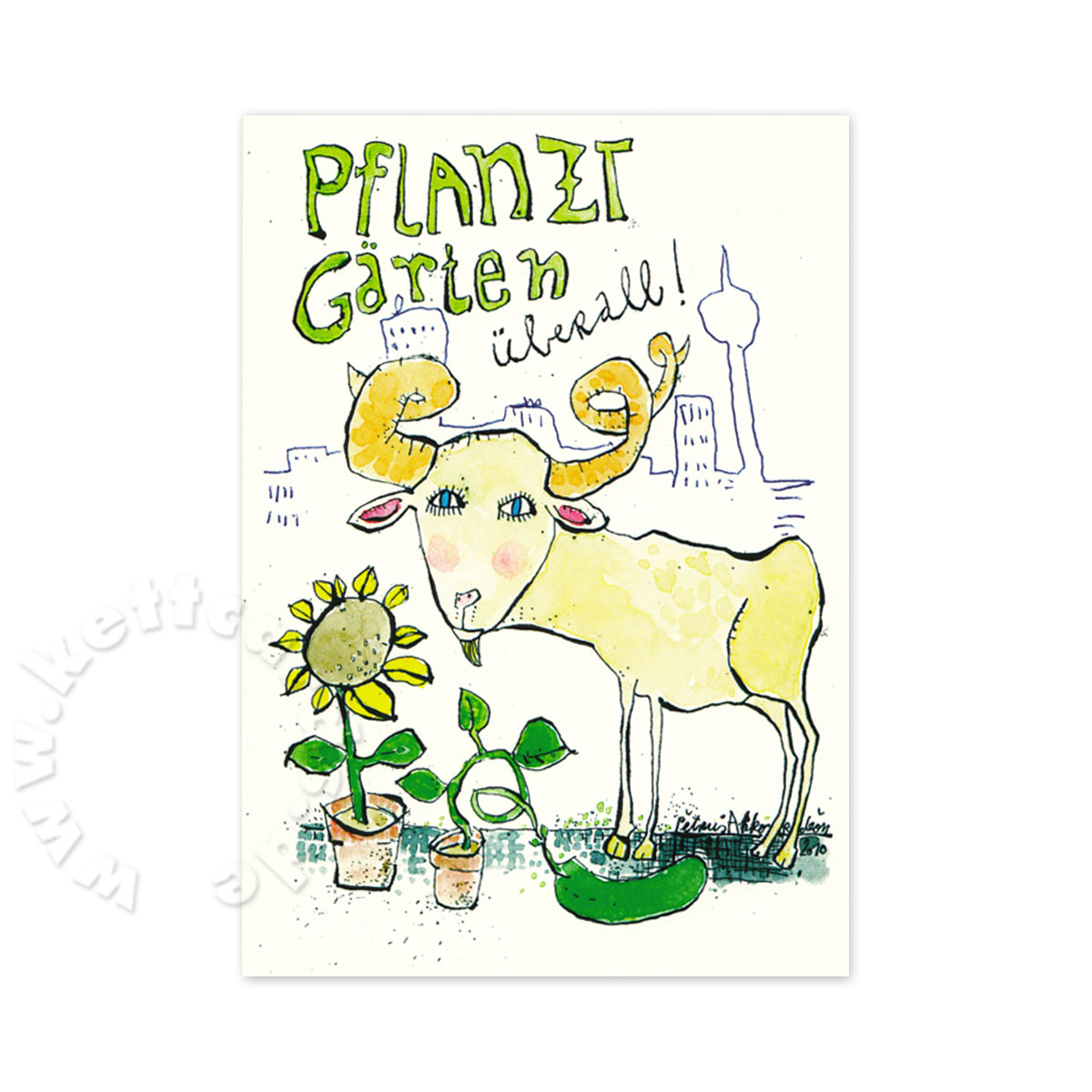 Pflanzt Gärten, überall! Aufkleber-Postkarte für Stadtgärtner
