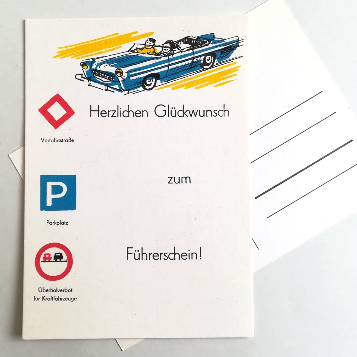 historische Postkarten: Herzlichen Glückwunsch zum Führerschein!
