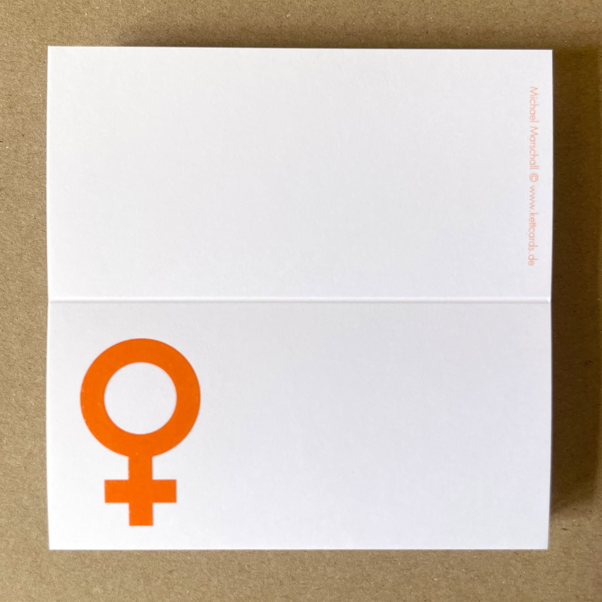 Venusspiegel, Tischkarten für die Hochzeitsfeier mit orangem Druck