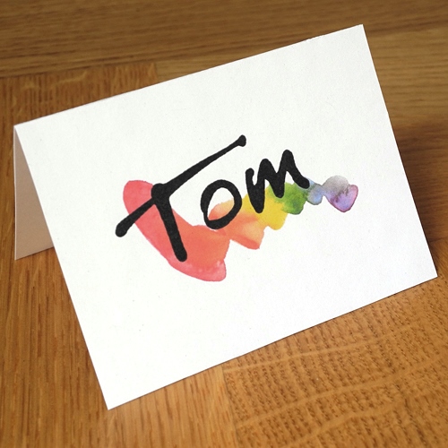 Tom, Namenskarten mit Regenbogen: Gay Pride