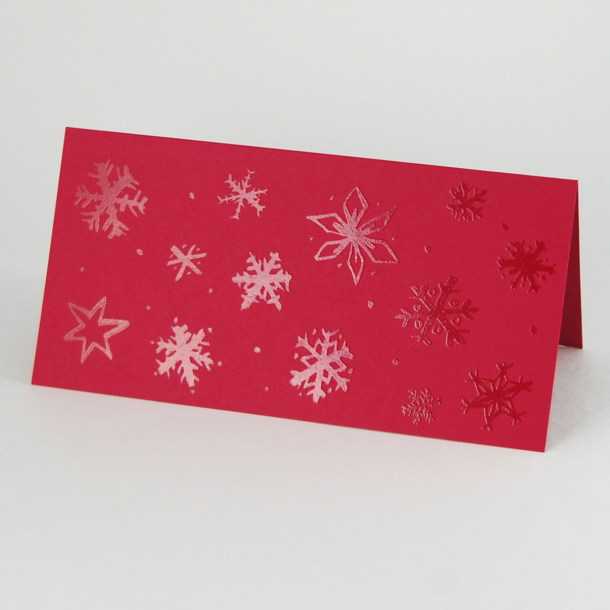Schneeflocken, rote Design-Weihnachtskarten mit UV-Relief-Lack