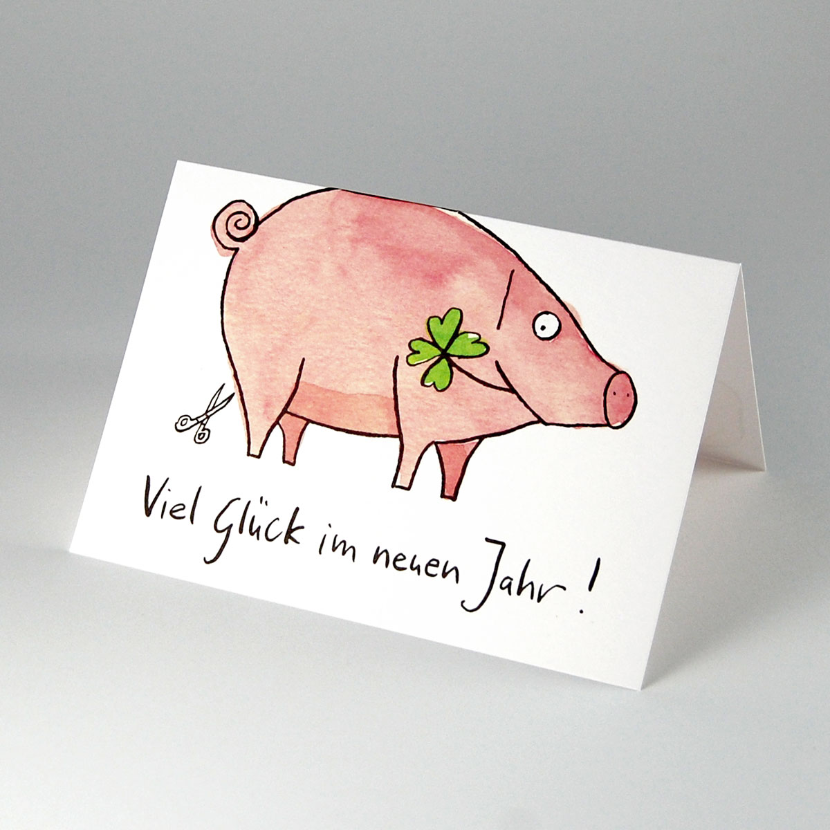 witzige Neujahrskarten mit Schwein zum Basteln: Viel Glück im neuen Jahr!