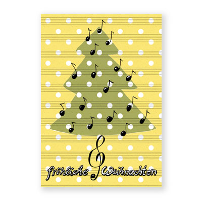 Weihnachtsbaum mit Musik-Noten, Fröhliche Weihnachten, musikalischeWeihnachtskarten