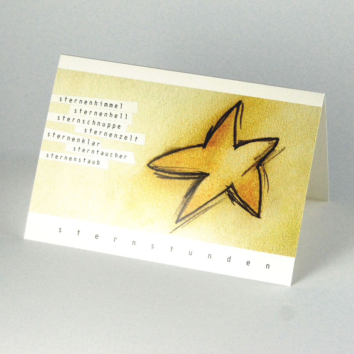 grafische Weihnachtskarten: sternenhimmel sternenhell sternschnuppe sternenzelt sternenklar sterntaucher sternenstaub