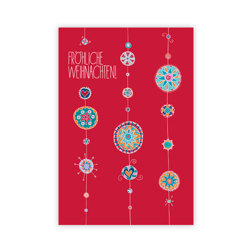 Fröhliche Weihnachten (Weihnachtsschmuck), Designer-Weihnachtskarten in rot