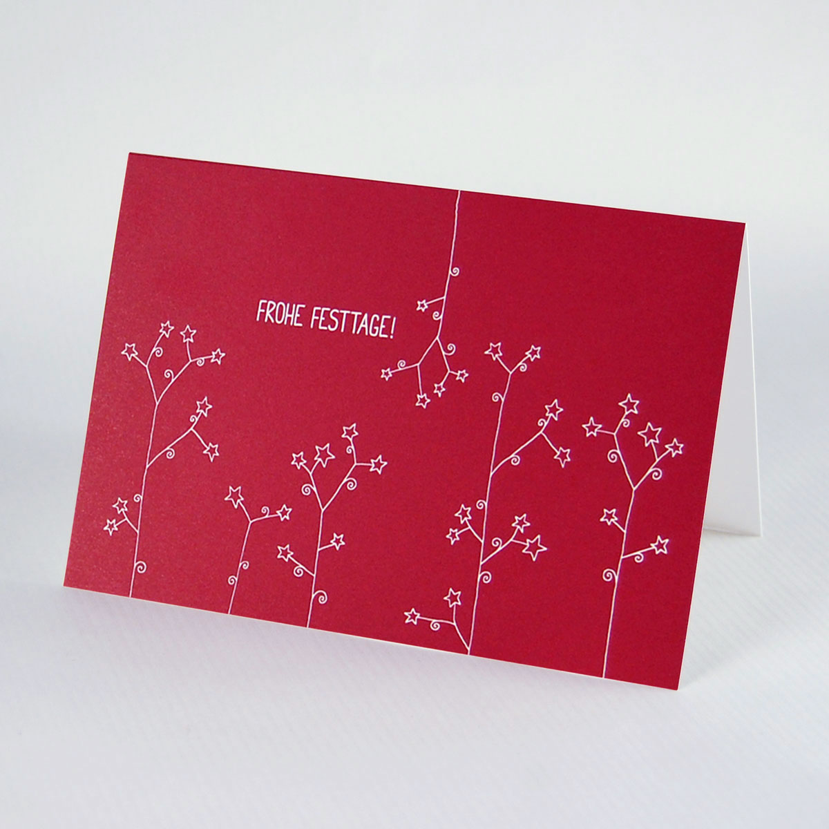 Sternenzweige, rote Designer-Weihnachtskarten