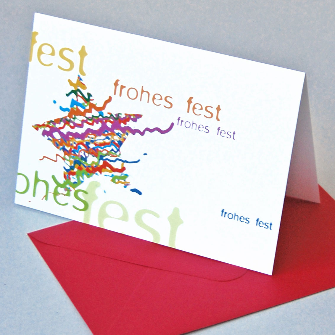 frohes fest - Weihnachtskarten mit farbigen Umschlägen