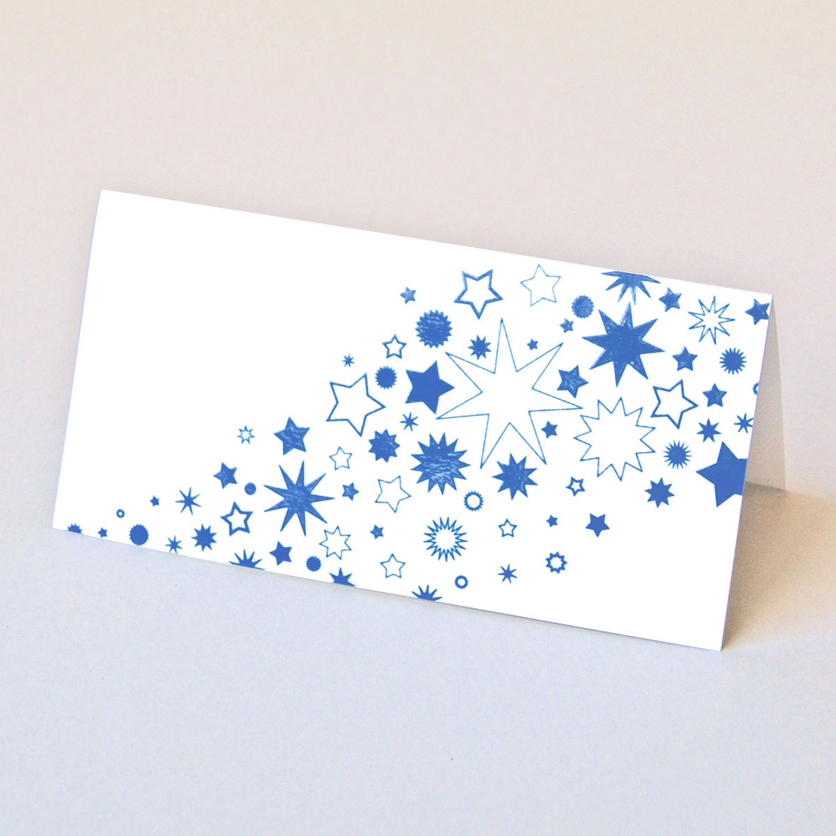 Sterne - blaue Design-Weihnachtskarte mit UV-Spot-Reliefdruck