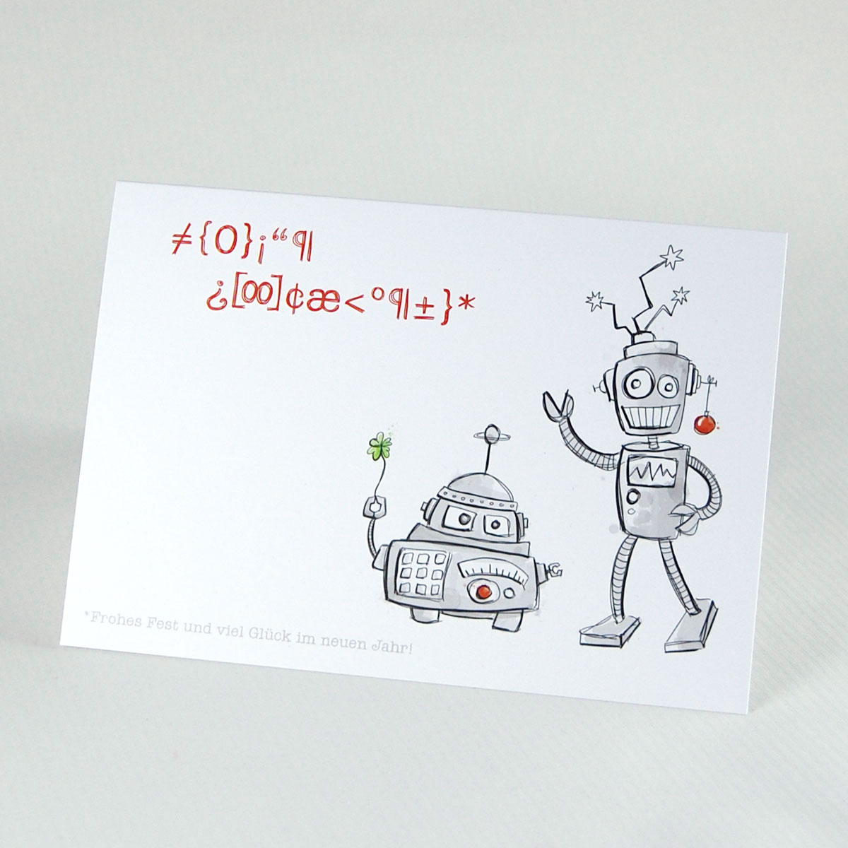 Weihnachtskarten mit zwei sympathischen Robotern