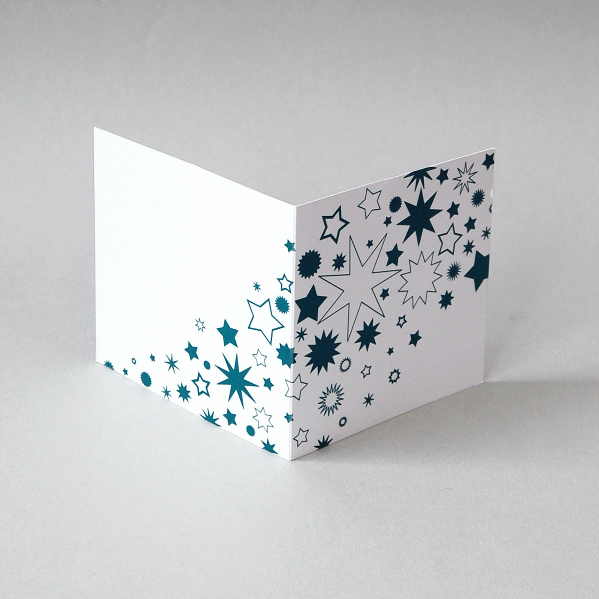 Mini-Weihnachtskarten mit blauen Sternen und UV-Relieflack, Geschenkanhänger