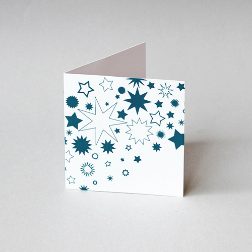 blaue Sterne - Mini-Weihnachtskarten mit UV-Spot-Reliefdruck
