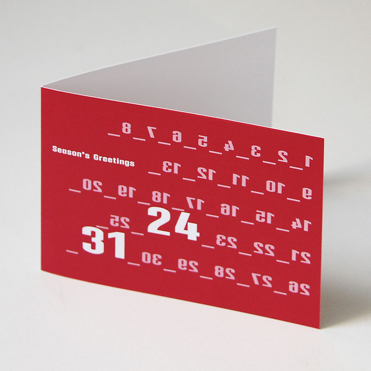 typographische Karten für Dezember, roter Druck