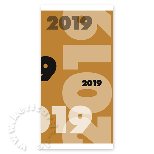 2019 - typographische Neujahrskarten in einer Wunschfarbe