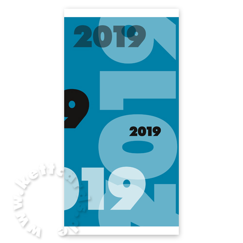 2019 - typographische Neujahrskarten in einer Wunschfarbe