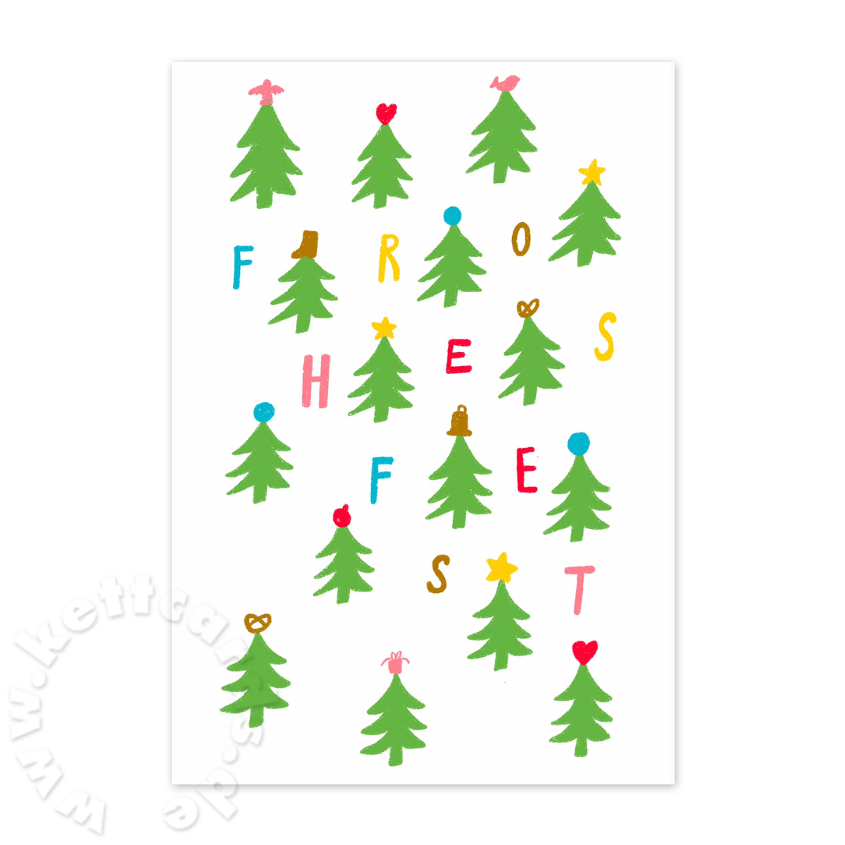 FROHES FEST (Schrift im Wald), Weihnachtskarten