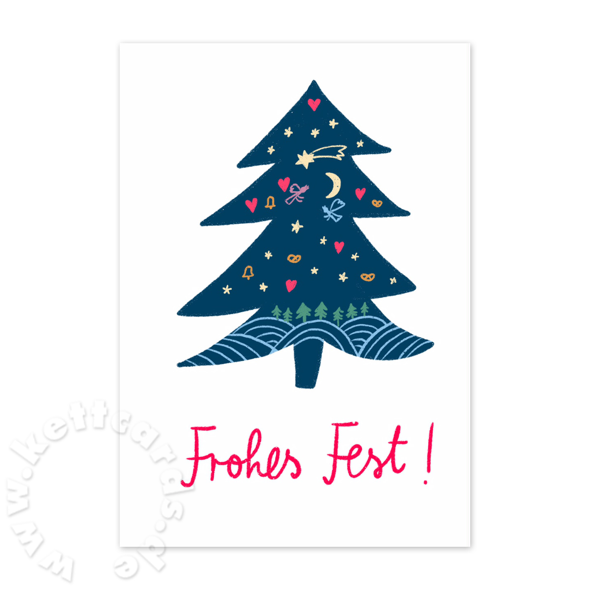 Frohes Fest! (Baum mit Deko), Weihnachtskarten