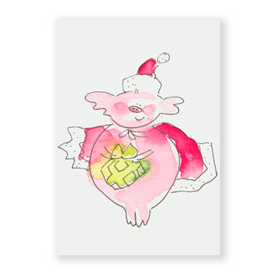 schlichte Weihnachtskarten mit Weihnachts-Schweinchen