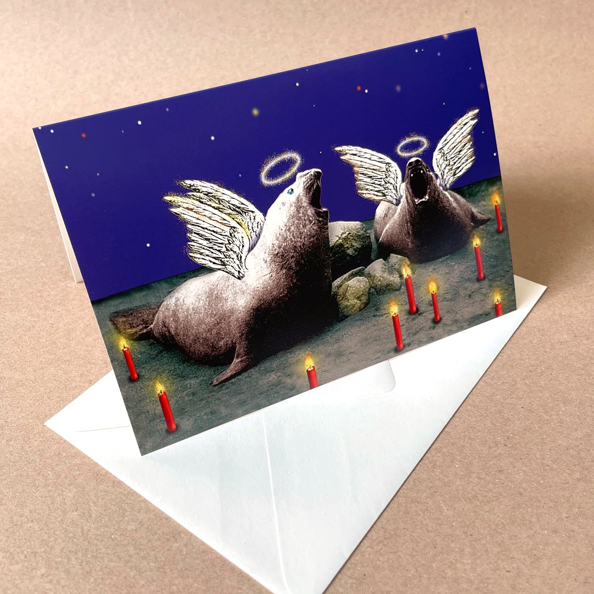 Weihnachtskarten mit singenden Seeelefanten