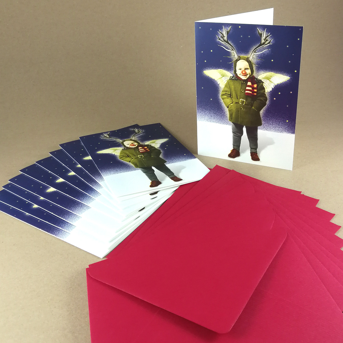 witzige Weihnachtskarten mit Photomontage: Rudolfchen
